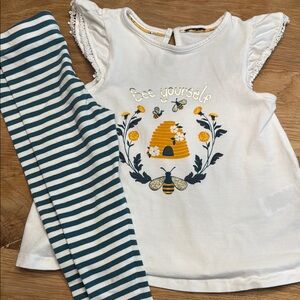 Bee Yourself Top and Striped Leggings Set